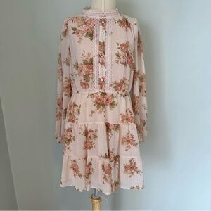 Floral Pink Long Sleeve Dress